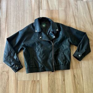 Wild Fable Women's Black Faux Leather Moto Jacket Size M